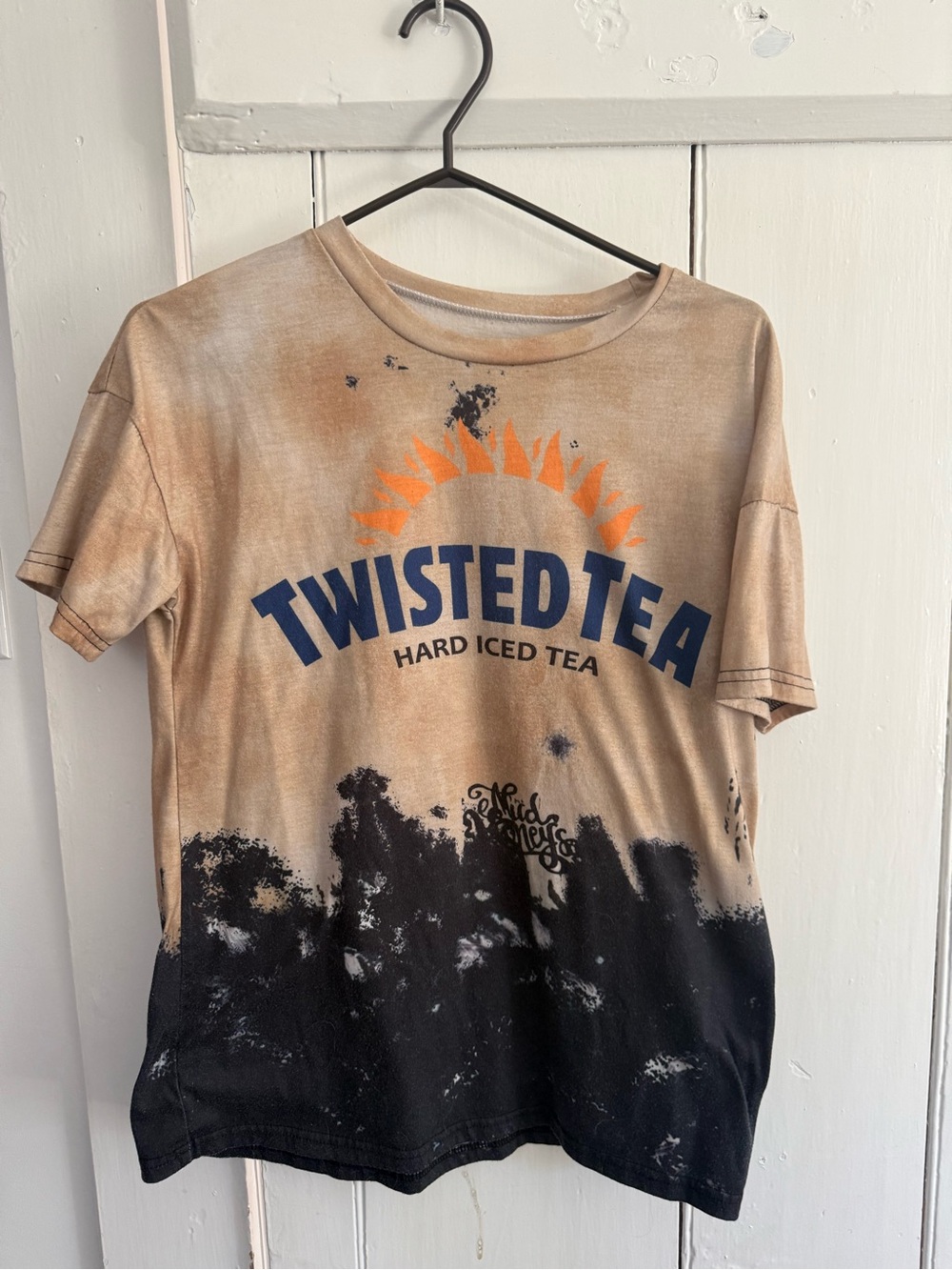 Twisted Tea Dip-Dye Logo Tee in Tan, Black & Orange